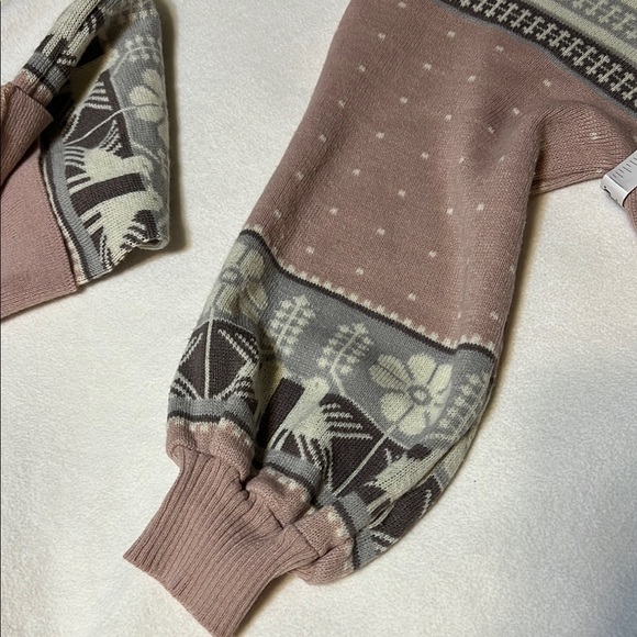 Charming Vintage Mauve Pink Knit Kids Dress large with matching hat - Picture 4 of 7